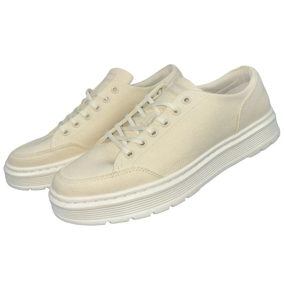 Dr. Martens Mens Size 10 Brookline 6 Eye Canvas Sneakers Shoes Beige Cream New